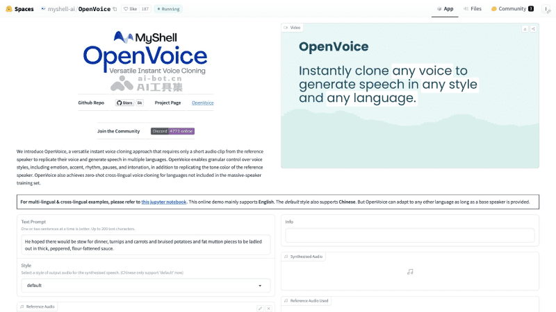 OpenVoice – 免费开源的AI语音克隆项目插图