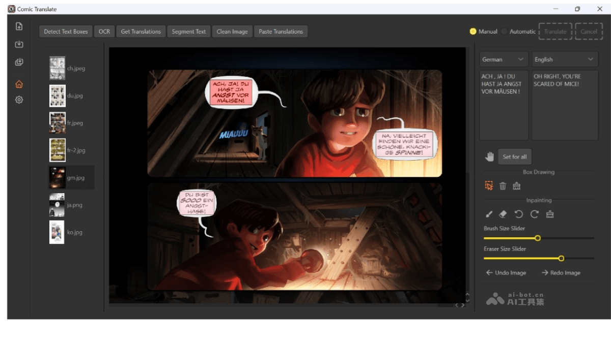 Comic Translate – 开源的漫画翻译工具，自动翻译主流漫画阅读语言插图