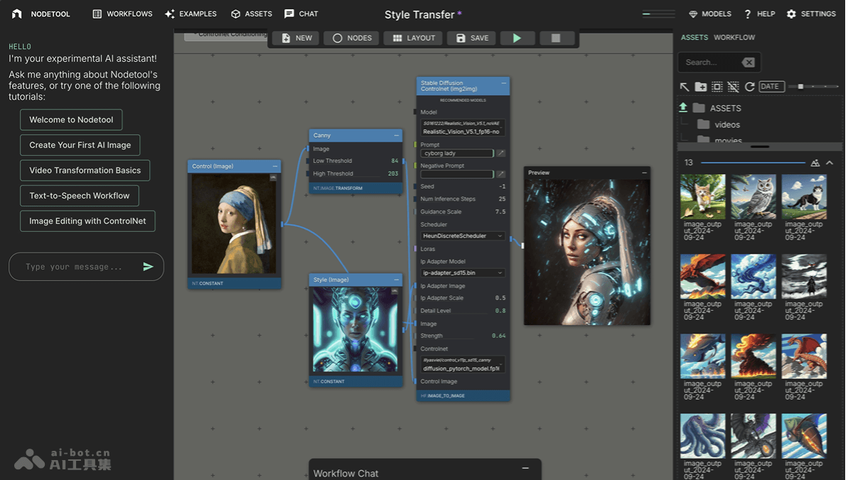 NodeTool – AI工作流可视化构建器，拖放节点设计复杂工作流插图