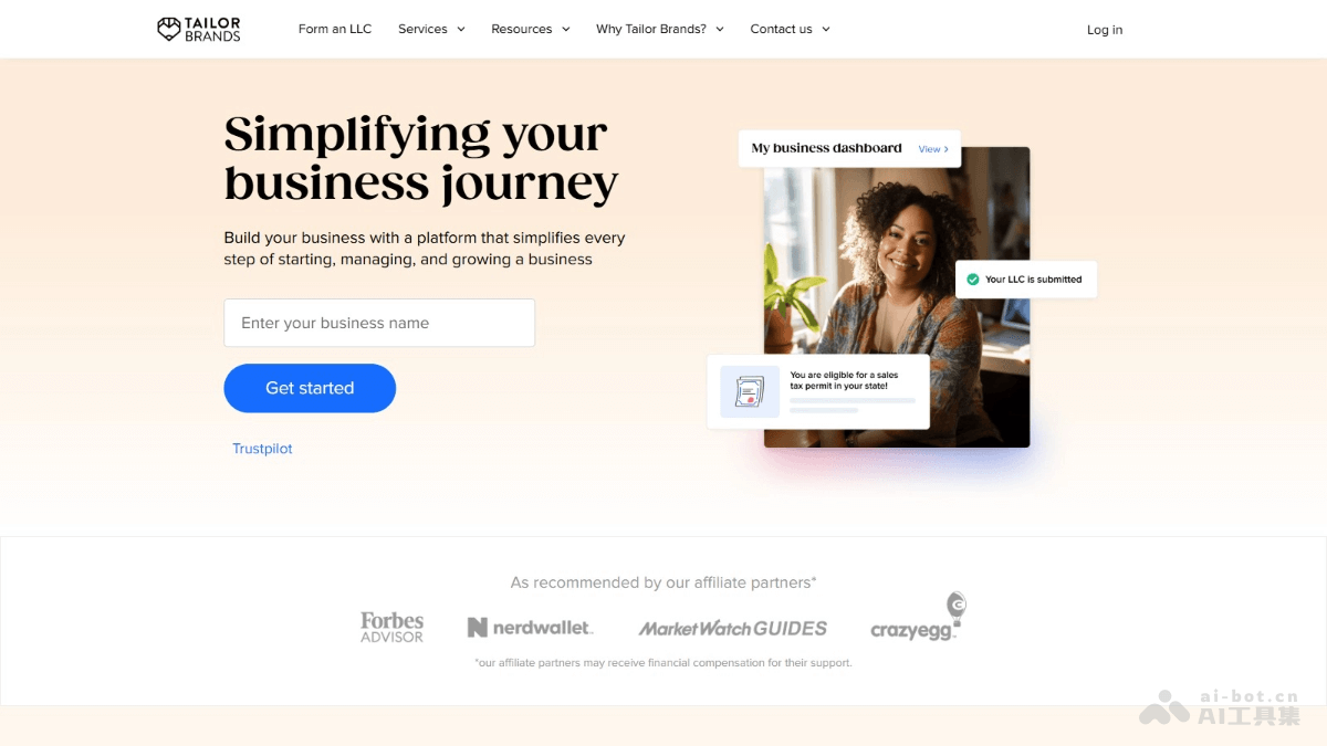 Tailor Brands – AI Logo设计平台，支持设计名片、信纸、社交媒体封面等服务插图