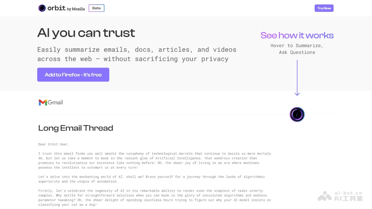 Orbit – Mozilla 推出的浏览器 AI 助手，快速总结和理解网络长篇内容插图