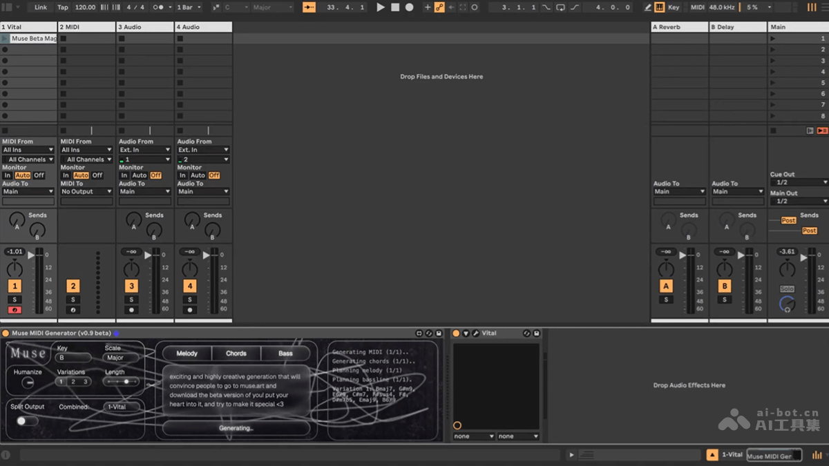 Muse – AI音乐创作工具，输入文本生成自定义 MIDI 文件插图