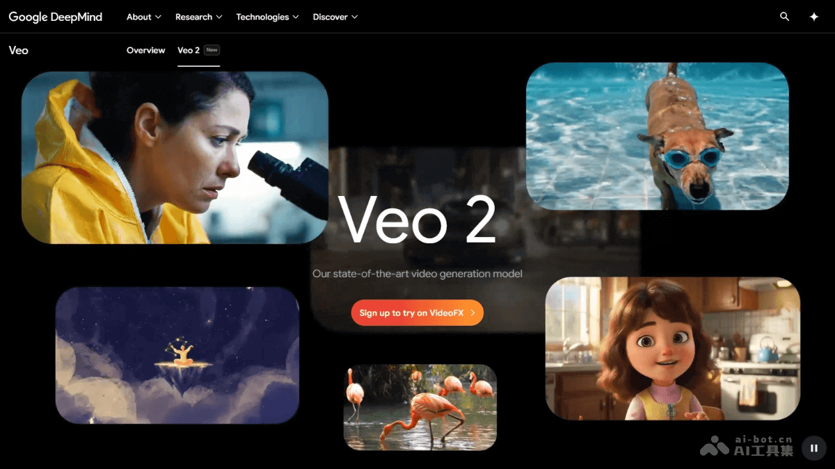 Veo 2 – 谷歌 DeepMind 推出的 AI 视频生成模型，支持高达 4K 分辨率插图