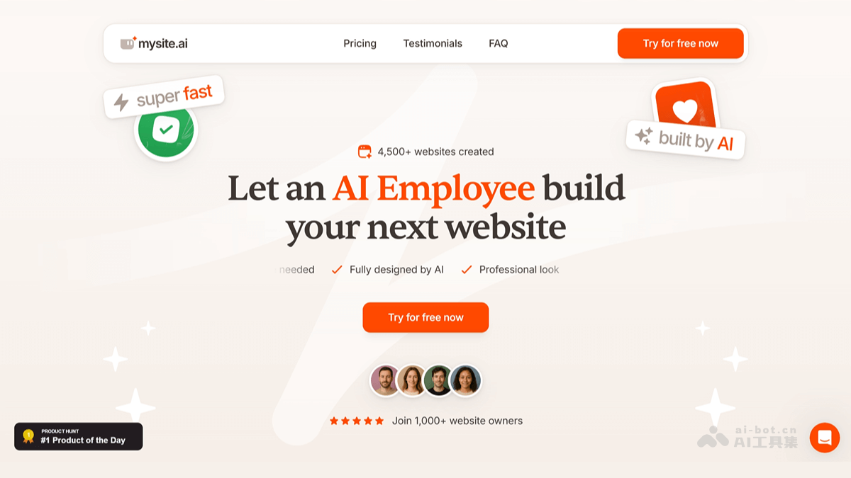 Mysite.ai – AI网站构建工具，输入业务信息快速生成专业网站插图