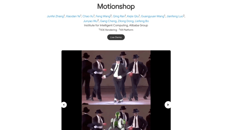 Motionshop – 阿里推出的AI角色动画项目，可替换视频人物为3D插图