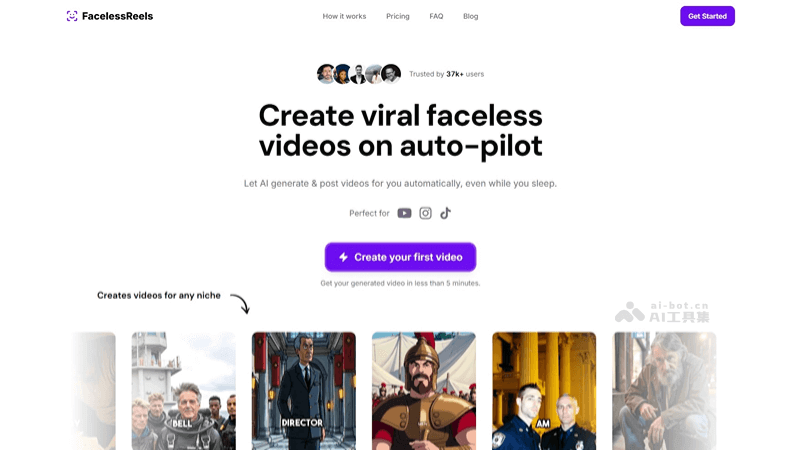 FacelessReels – AI短视频生成平台，自动发布到社交平台插图
