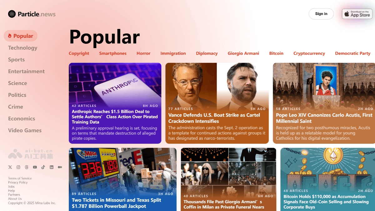 Particle News – AI新闻阅读平台，提供个性化、多角度新闻阅读插图