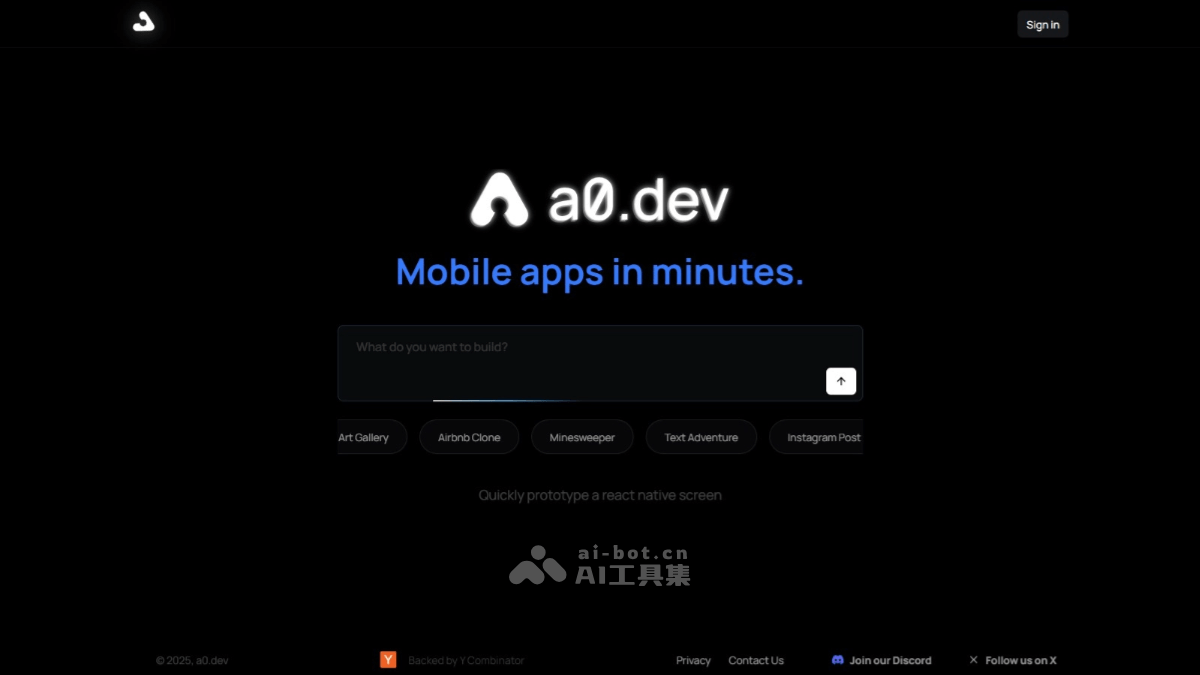 a0.dev – AI开发平台，自然语言输入快速生成 React Native 代码插图