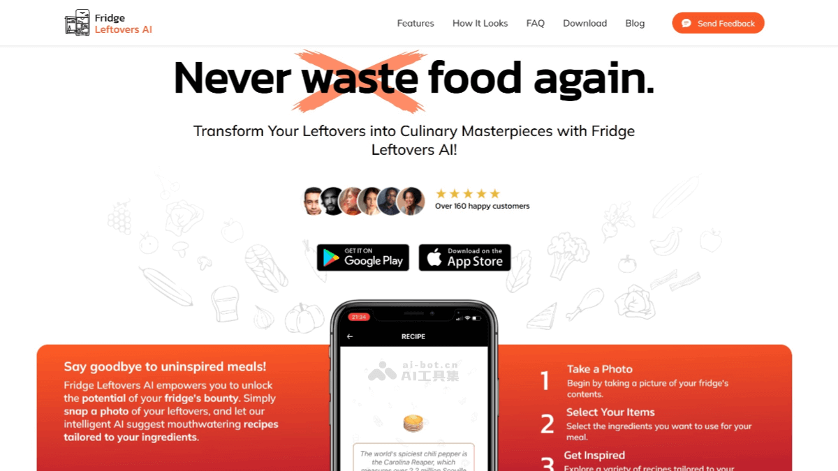Fridge Leftovers AI – AI烹饪应用，识别食材推荐个性化食谱插图