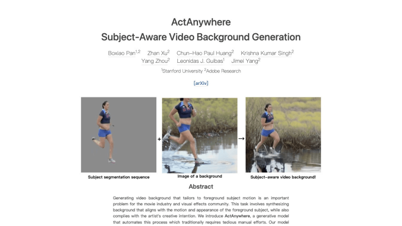 ActAnywhere – Adobe推出的AI视频背景生成模型插图