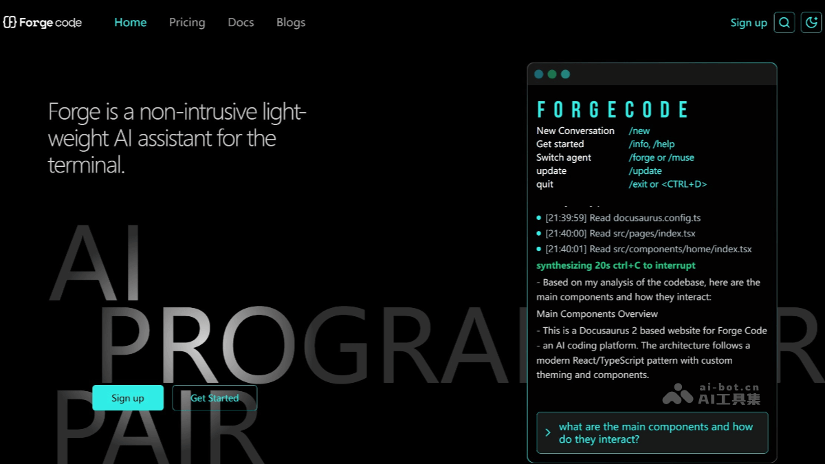 Forge Code – AI编程工具，执行代码生成、修改、调试、修复插图