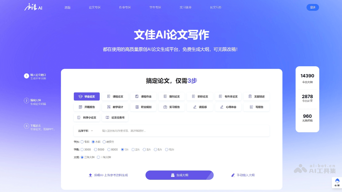文佳AI – AI论文写作工具，根据论文主题和领域生成高质量写作参考插图