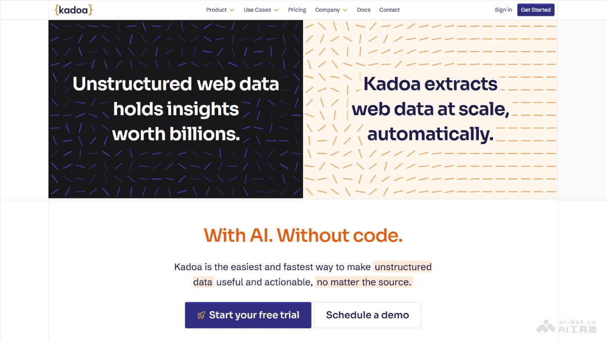 kadoa – AI数据抓取工具，零编码提取网页非结构化数据插图